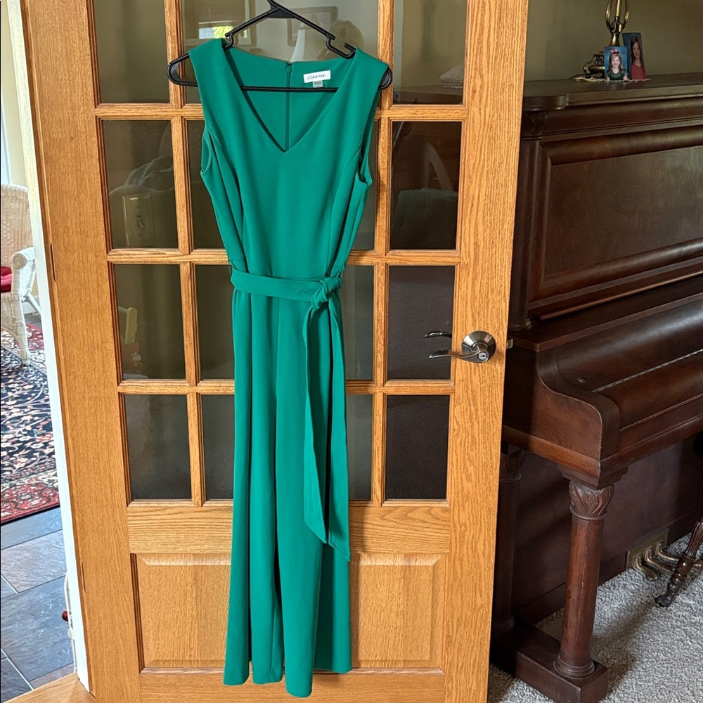 Calvin Klein Green Sleeveless Jumpsuit with Wide-Leg Pants
